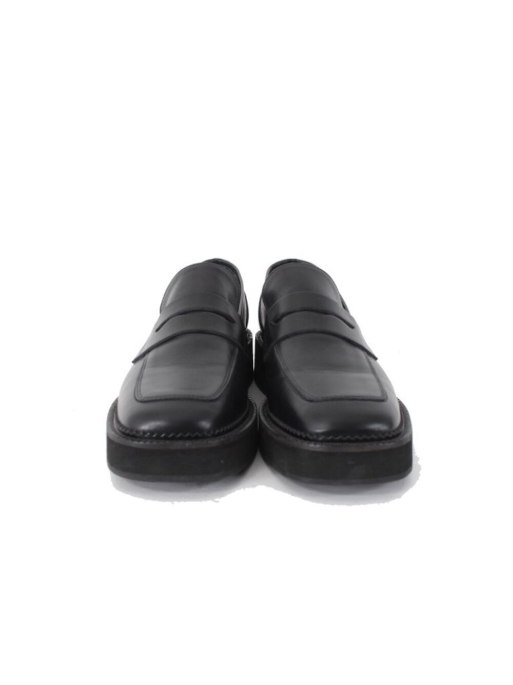 Maguire Flats Sz 40 Black Slip On Squared Moc Toe Leather 1.5" Loafer Flat - Picture 2 of 8